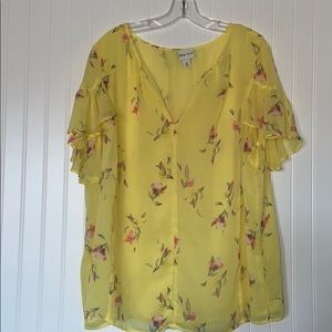 AVA & VIV Floral Yellow Blouse